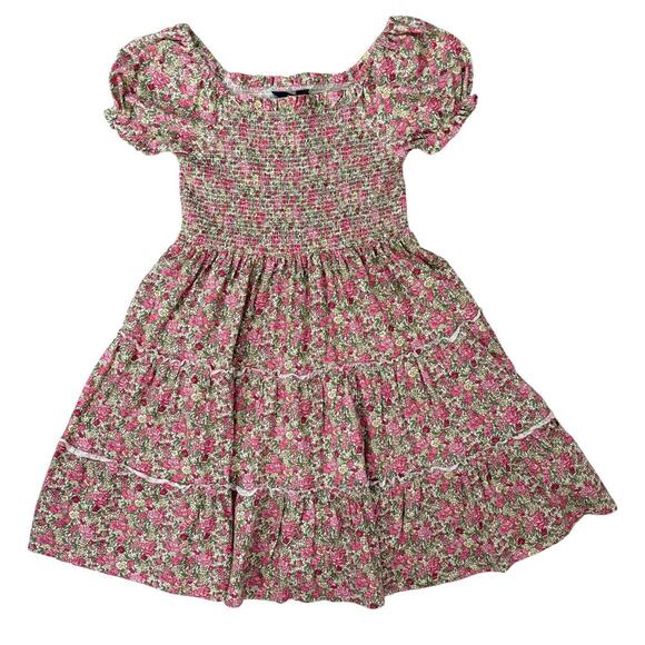 Polo Ralph Lauren Big Girls Sz L(12-14) Floral Smocked Dress Cotton Jersey - Picture 1 of 8